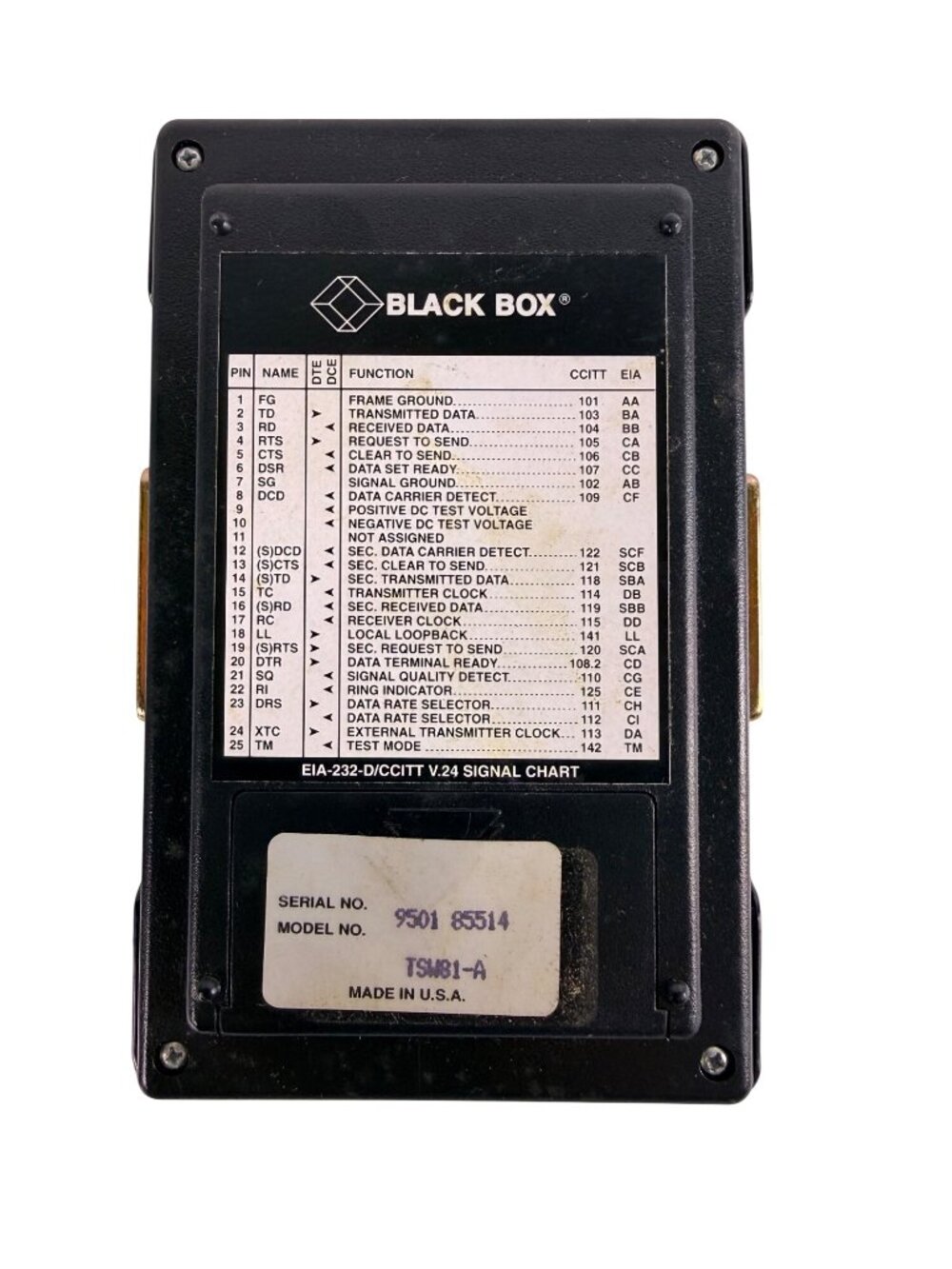Black Box RS-232 Breakout Box Tester EIA-232 CCITT‎ V.24 TSW81-A